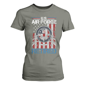 Veteran US Air Force Retired T Shirt For Women Vintage American Flag TS11 Military Green Print Your Wear