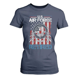 Veteran US Air Force Retired T Shirt For Women Vintage American Flag TS11 Navy Print Your Wear