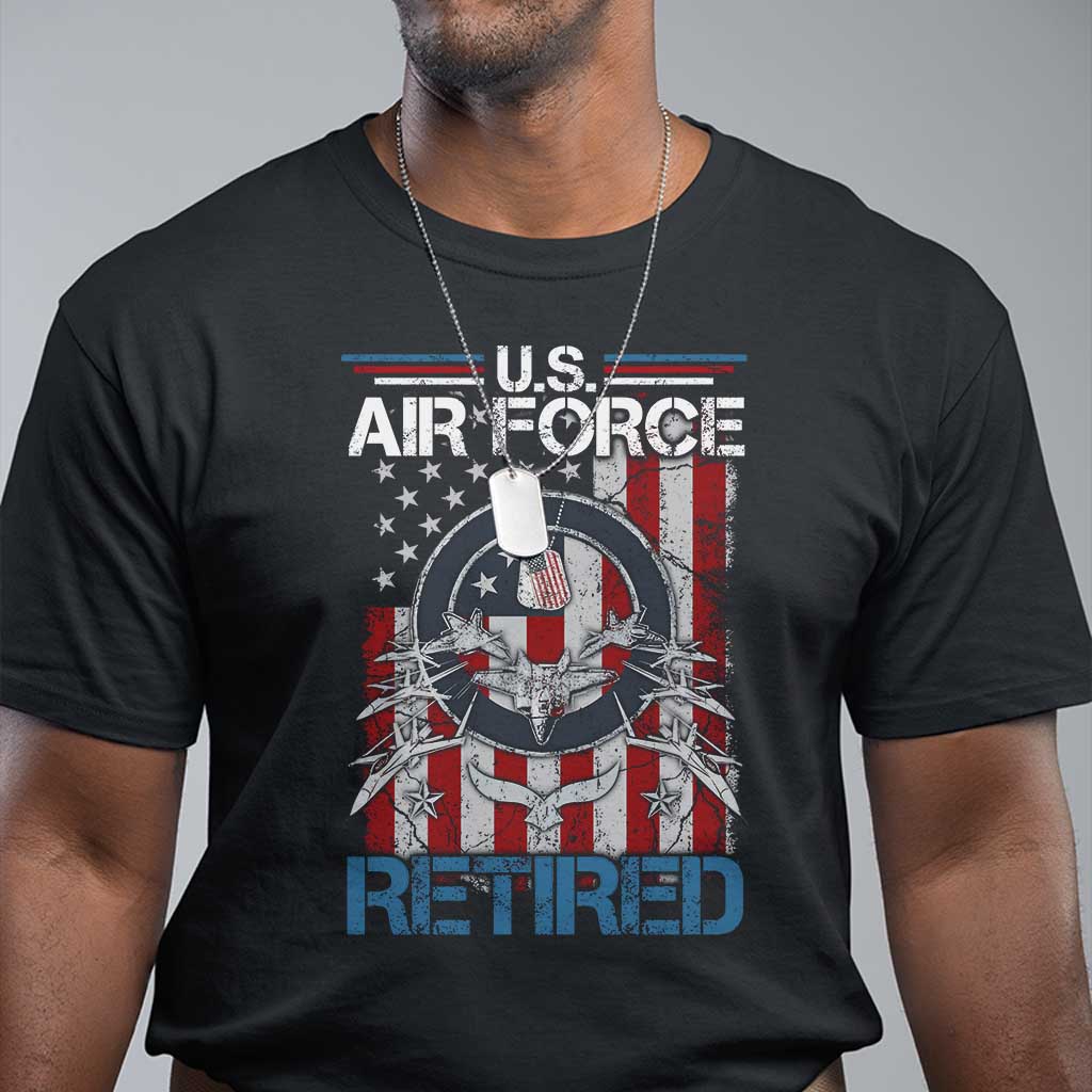 Veteran US Air Force Retired T Shirt Vintage American Flag TS11 Black Print Your Wear
