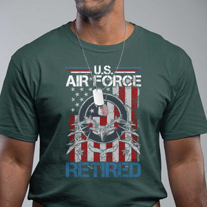 Veteran US Air Force Retired T Shirt Vintage American Flag TS11 Dark Forest Green Print Your Wear