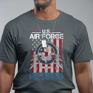 Veteran US Air Force Retired T Shirt Vintage American Flag TS11 Dark Heather Print Your Wear