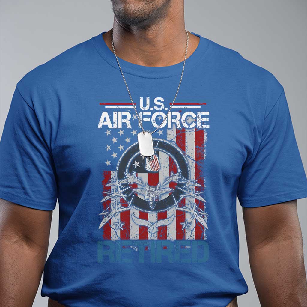 Veteran US Air Force Retired T Shirt Vintage American Flag TS11 Royal Blue Print Your Wear