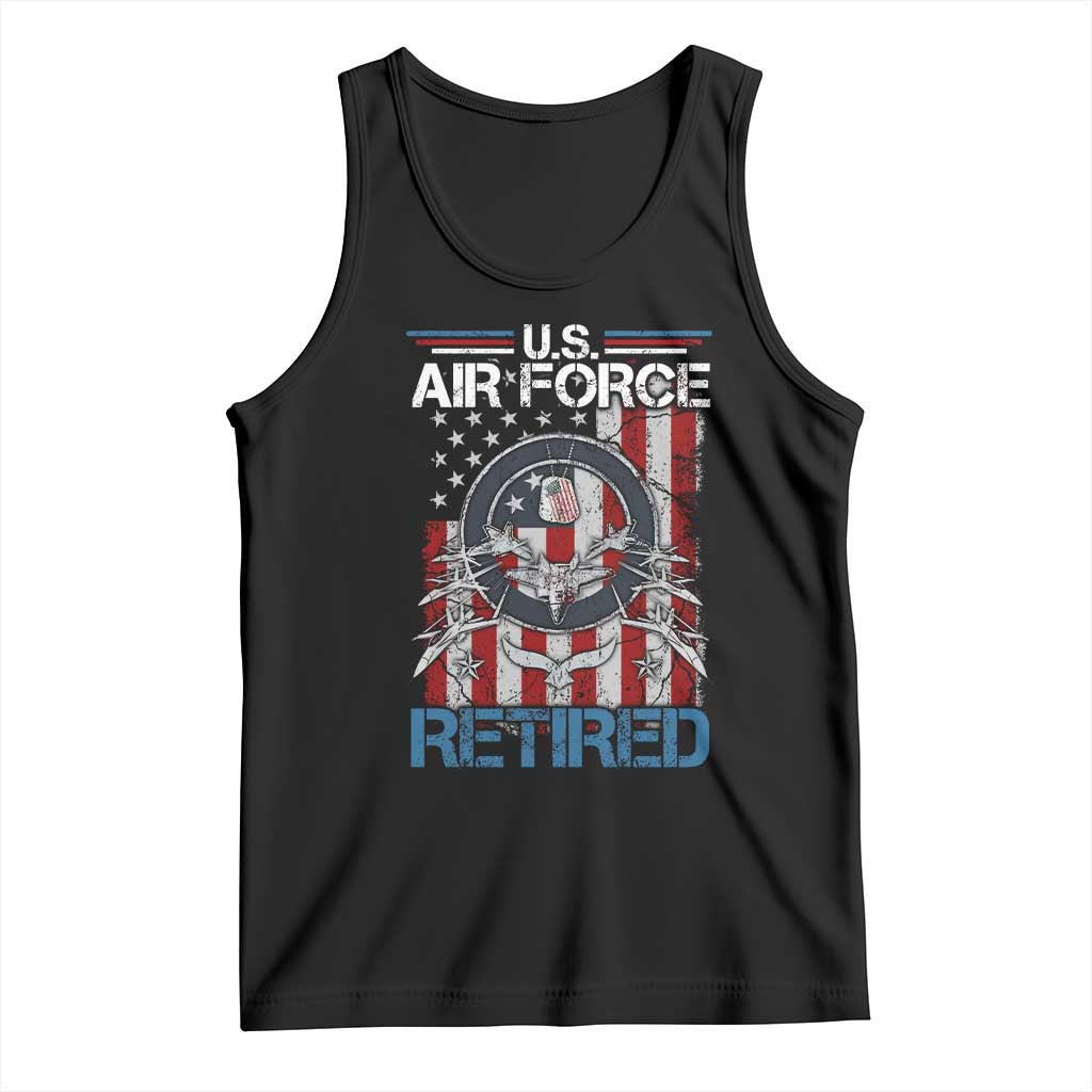 Veteran US Air Force Retired Tank Top Vintage American Flag TS11 Black Print Your Wear