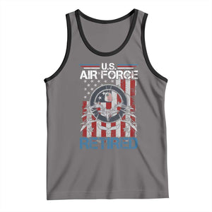 Veteran US Air Force Retired Tank Top Vintage American Flag TS11 Deep Heather Black Print Your Wear