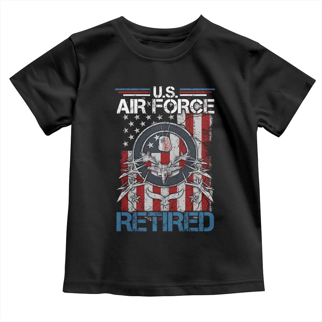 Veteran US Air Force Retired Toddler T Shirt Vintage American Flag TS11 Black Print Your Wear
