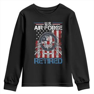 Veteran US Air Force Retired Youth Sweatshirt Vintage American Flag TS11 Black Print Your Wear