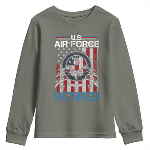 Veteran US Air Force Retired Youth Sweatshirt Vintage American Flag TS11 Military Green Print Your Wear