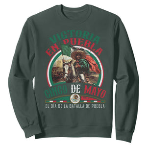 Victoria En Puebla Cinco De Mayo Sweatshirt Battle of Puebla History Of Mexico TS11 Dark Forest Green Print Your Wear