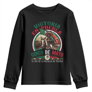 Victoria En Puebla Cinco De Mayo Youth Sweatshirt Battle of Puebla History Of Mexico TS11 Black Print Your Wear