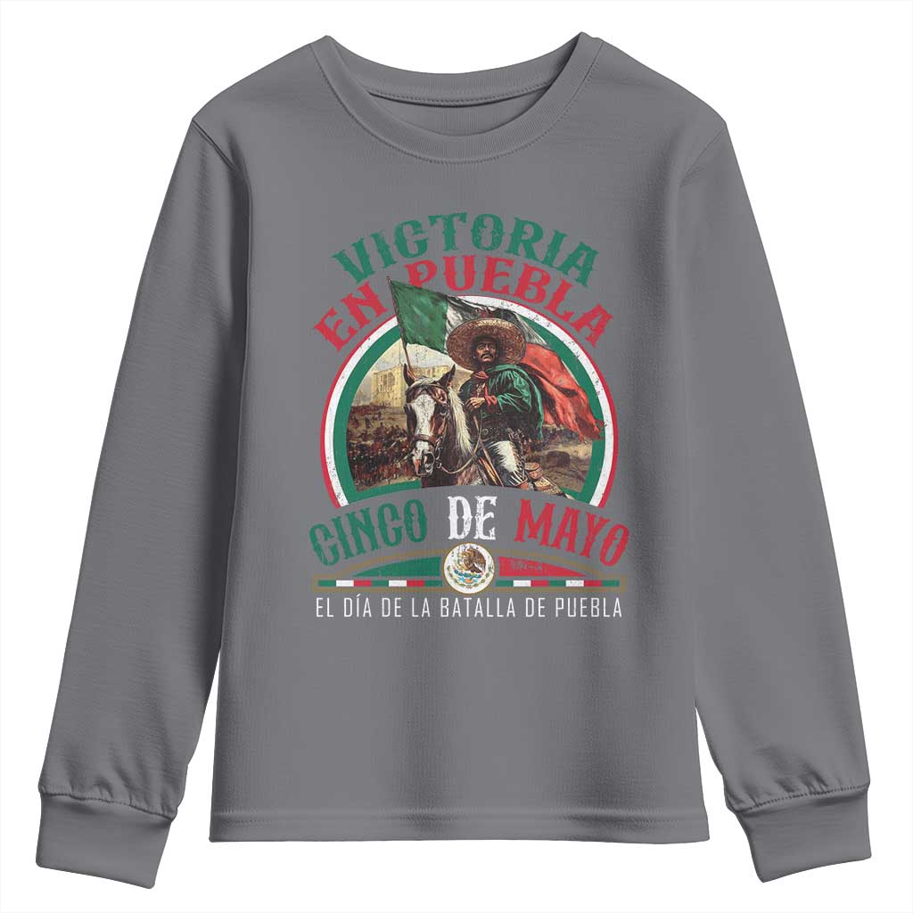 Victoria En Puebla Cinco De Mayo Youth Sweatshirt Battle of Puebla History Of Mexico TS11 Charcoal Print Your Wear