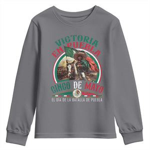 Victoria En Puebla Cinco De Mayo Youth Sweatshirt Battle of Puebla History Of Mexico TS11 Charcoal Print Your Wear