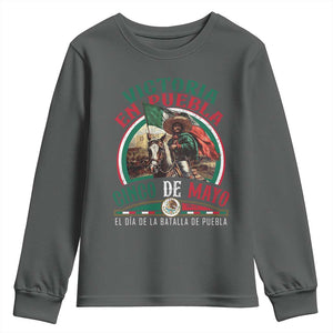 Victoria En Puebla Cinco De Mayo Youth Sweatshirt Battle of Puebla History Of Mexico TS11 Dark Heather Print Your Wear