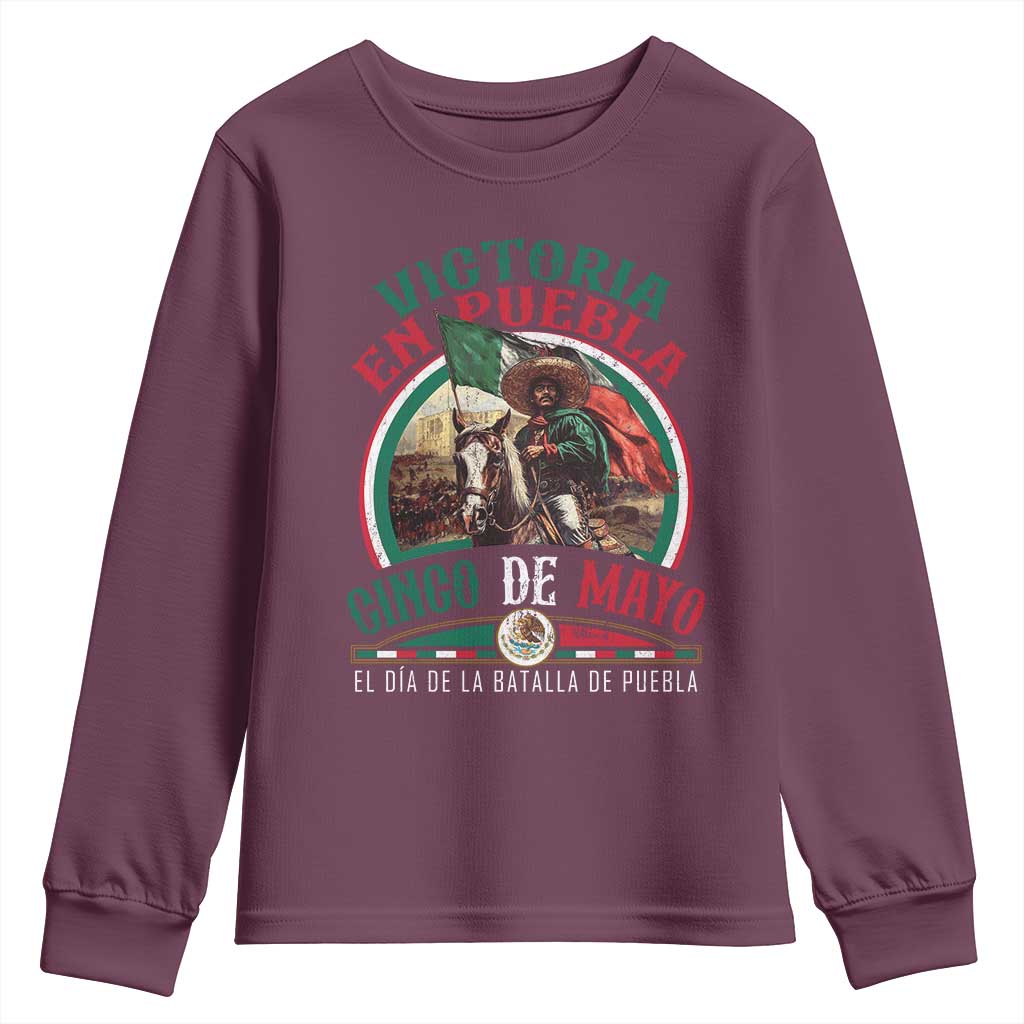 Victoria En Puebla Cinco De Mayo Youth Sweatshirt Battle of Puebla History Of Mexico TS11 Maroon Print Your Wear