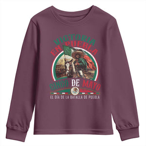 Victoria En Puebla Cinco De Mayo Youth Sweatshirt Battle of Puebla History Of Mexico TS11 Maroon Print Your Wear
