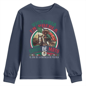 Victoria En Puebla Cinco De Mayo Youth Sweatshirt Battle of Puebla History Of Mexico TS11 Navy Print Your Wear