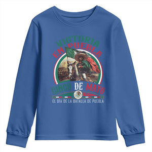 Victoria En Puebla Cinco De Mayo Youth Sweatshirt Battle of Puebla History Of Mexico TS11 Royal Blue Print Your Wear