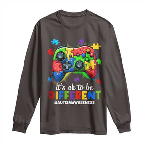 Video Game Autism Awareness Long Sleeve Shirt It's Ok To Be Different Kids TS10 Dark Chocolate Print Your Wear