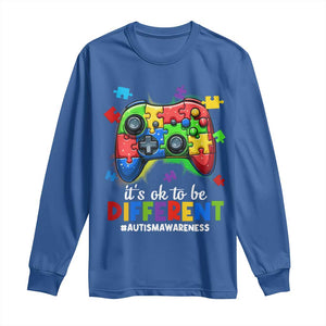 Video Game Autism Awareness Long Sleeve Shirt It's Ok To Be Different Kids TS10 Royal Blue Print Your Wear