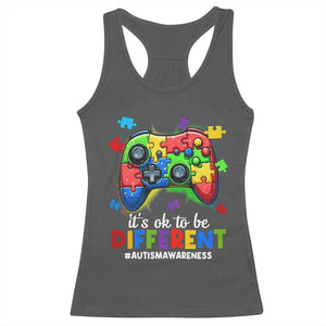 Video Game Autism Awareness Racerback Tank Top It's Ok To Be Different Kids TS10 Dark Heather Print Your Wear