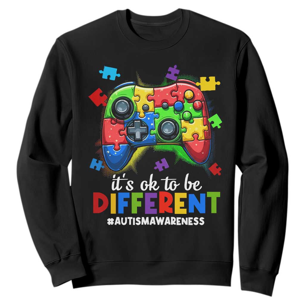 Video Game Autism Awareness Sweatshirt It's Ok To Be Different Kids TS10 Black Print Your Wear