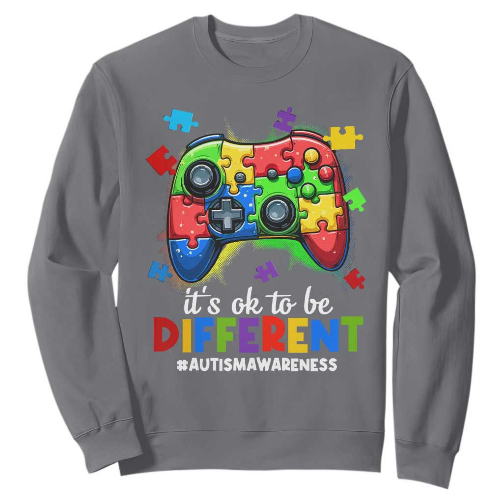 Video Game Autism Awareness Sweatshirt It's Ok To Be Different Kids TS10 Charcoal Print Your Wear