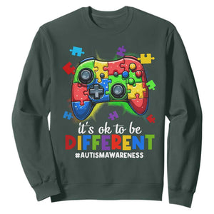 Video Game Autism Awareness Sweatshirt It's Ok To Be Different Kids TS10 Dark Forest Green Print Your Wear