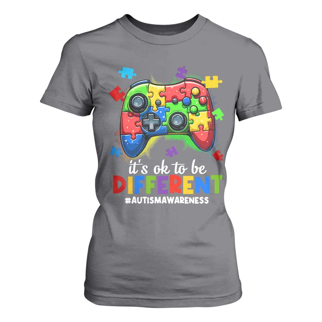 Video Game Autism Awareness T Shirt For Women It's Ok To Be Different Kids TS10 Charcoal Print Your Wear
