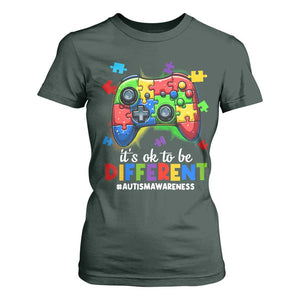 Video Game Autism Awareness T Shirt For Women It's Ok To Be Different Kids TS10 Dark Forest Green Print Your Wear