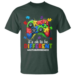 Video Game Autism Awareness T Shirt It's Ok To Be Different Kids TS10 Dark Forest Green Print Your Wear
