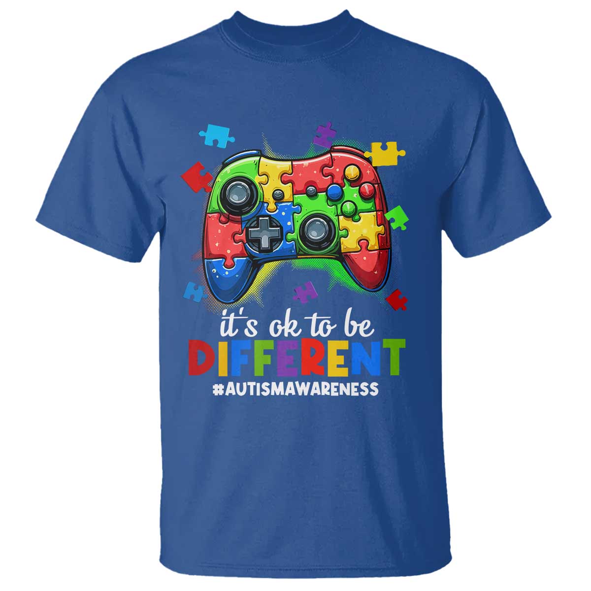 Video Game Autism Awareness T Shirt It's Ok To Be Different Kids TS10 Royal Blue Print Your Wear