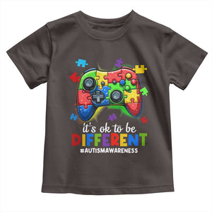 Video Game Autism Awareness Toddler T Shirt It's Ok To Be Different Kids TS10 Dark Chocolate Print Your Wear