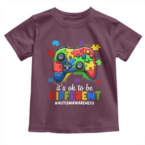 Video Game Autism Awareness Toddler T Shirt It's Ok To Be Different Kids TS10 Maroon Print Your Wear