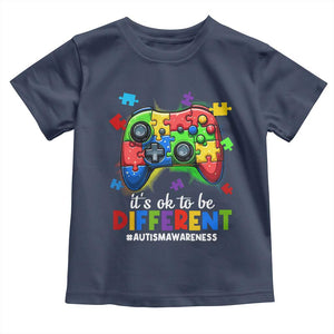 Video Game Autism Awareness Toddler T Shirt It's Ok To Be Different Kids TS10 Navy Print Your Wear
