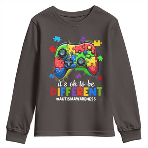 Video Game Autism Awareness Youth Sweatshirt It's Ok To Be Different Kids TS10 Dark Chocolate Print Your Wear