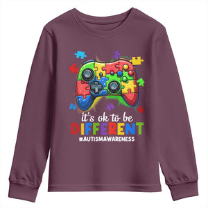 Video Game Autism Awareness Youth Sweatshirt It's Ok To Be Different Kids TS10 Maroon Print Your Wear