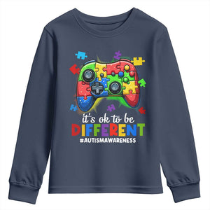 Video Game Autism Awareness Youth Sweatshirt It's Ok To Be Different Kids TS10 Navy Print Your Wear