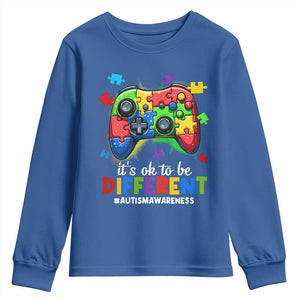 Video Game Autism Awareness Youth Sweatshirt It's Ok To Be Different Kids TS10 Royal Blue Print Your Wear