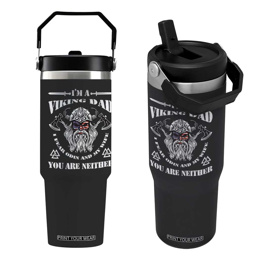 Viking Dad Flip Straw Tumbler I Fear Odin And My Wife TS09 One Size: 30 oz Black Print Your Wear