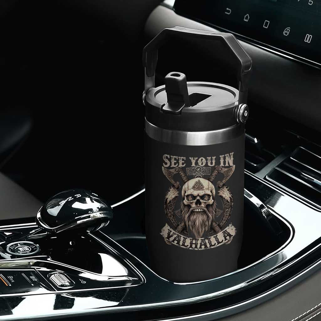 Viking Flip Straw Tumbler See You In Valhalla TS09 Print Your Wear