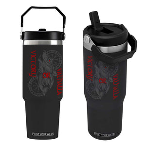 Viking Victory Or Valhalla Flip Straw Tumbler Norse Mythology TS09 One Size: 30 oz Black Print Your Wear