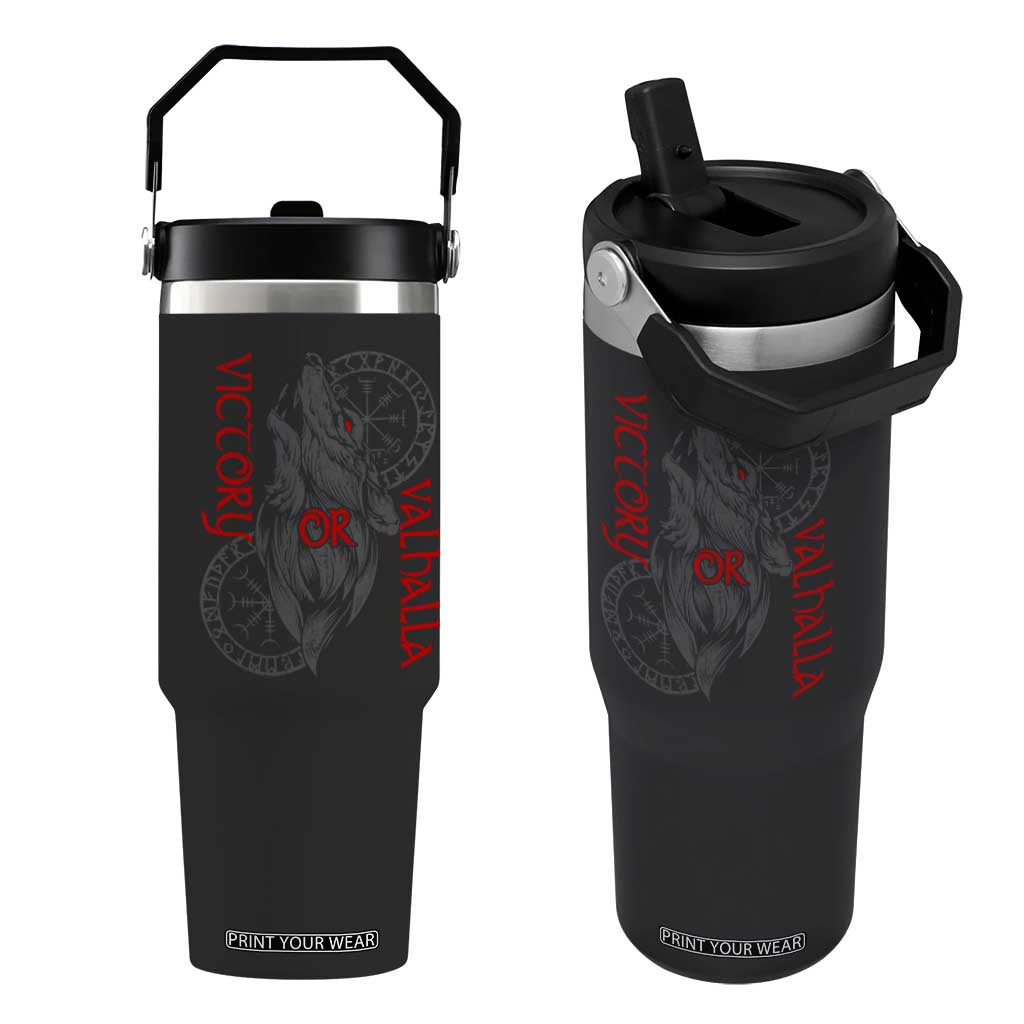 Viking Victory Or Valhalla Flip Straw Tumbler Norse Mythology TS09 One Size: 30 oz Black Print Your Wear