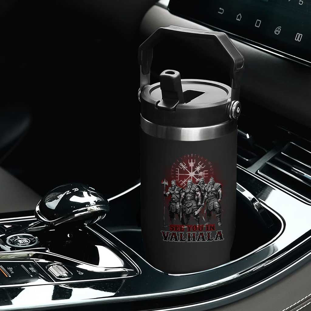 Viking Warrior Flip Straw Tumbler See You In Valhalla TS09 Print Your Wear