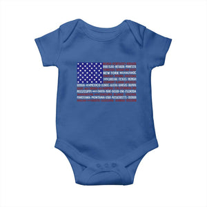 Vintage American Flag Baby Onesie With States 4th Of July TS10 Royal Blue Print Your Wear