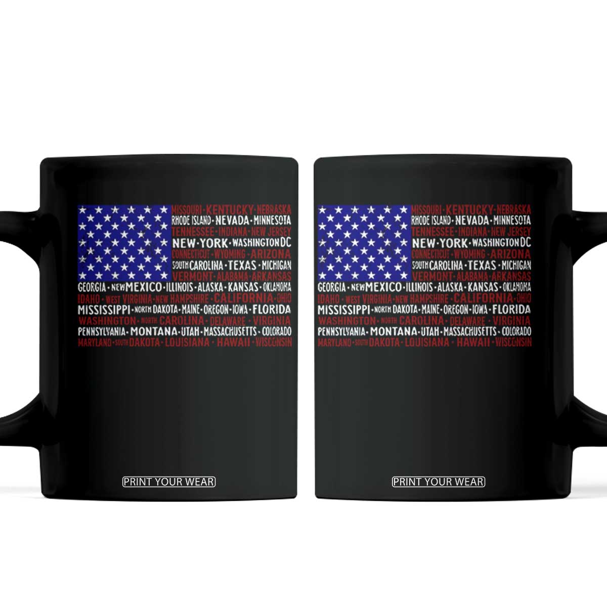Vintage American Flag Coffee Mug With States 4th Of July TS10 Black Print Your Wear