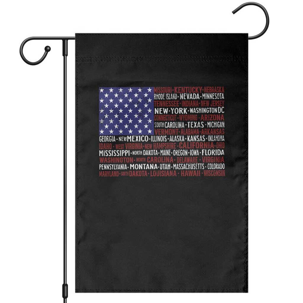 Vintage American Flag Garden Flag With States 4th Of July TS10 Black Print Your Wear