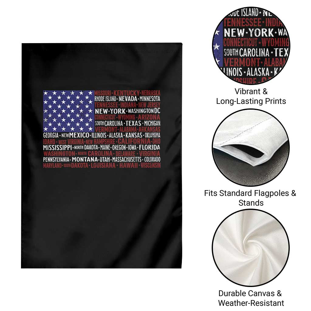 Vintage American Flag Garden Flag With States 4th Of July TS10 Print Your Wear