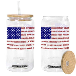 Vintage American Flag Glass Can With States 4th Of July TS10 Black Print Your Wear