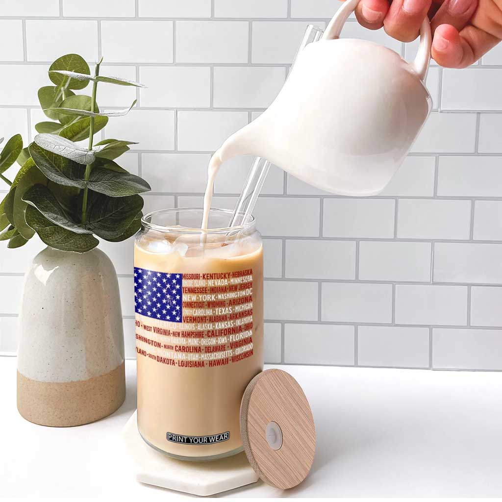Vintage American Flag Glass Can With States 4th Of July TS10 Print Your Wear