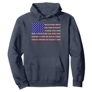 Vintage American Flag Hoodie With States 4th Of July TS10 Navy Print Your Wear