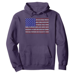 Vintage American Flag Hoodie With States 4th Of July TS10 Purple Print Your Wear
